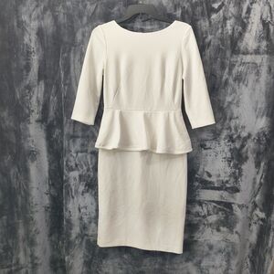 Calvin Klein Cream Peplum Midi Dress